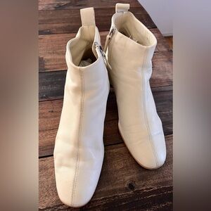 Everlane Leather Cream Ankle Boots